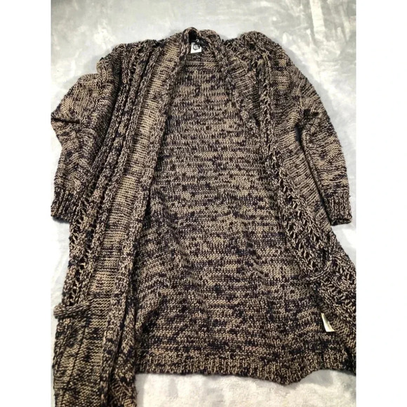 Anthropology Akemi Kin Alta Chunky Longline Cardigan Navy Blue Marled Womens L - Picture 1 of 3